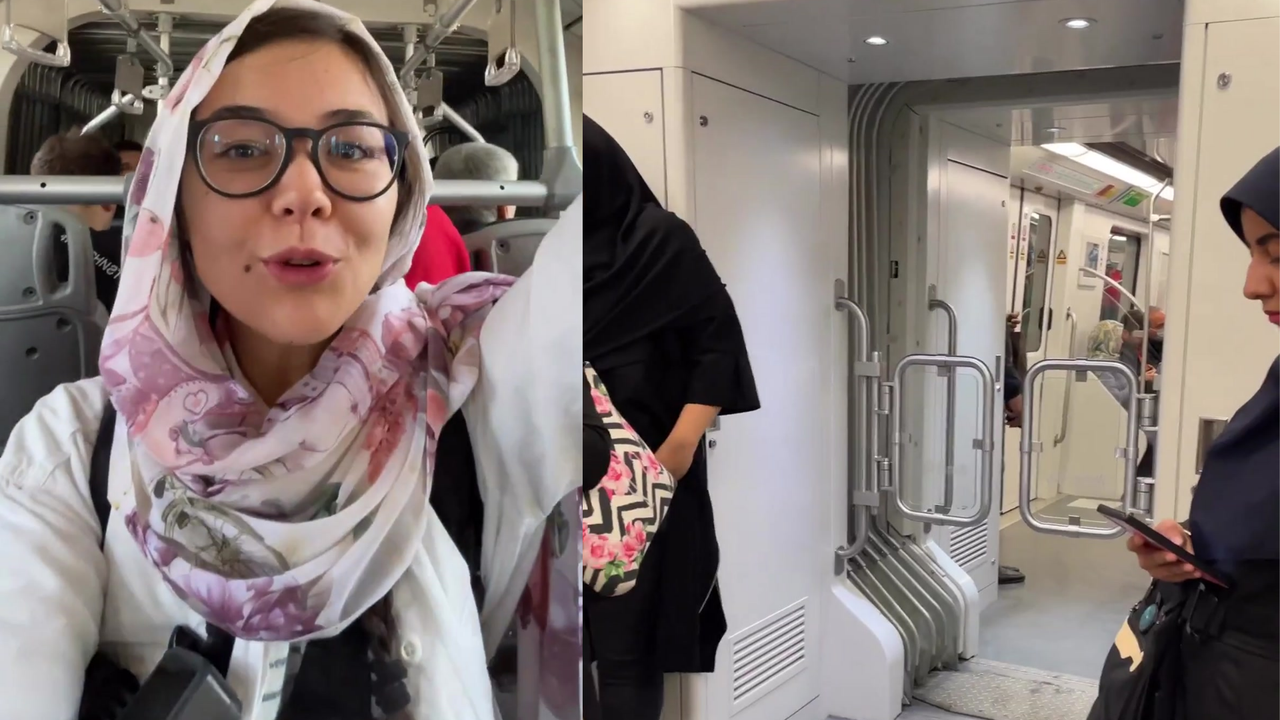 İran'da kadın-erkek ayrı toplu taşıma aracının içi görüntülendi
