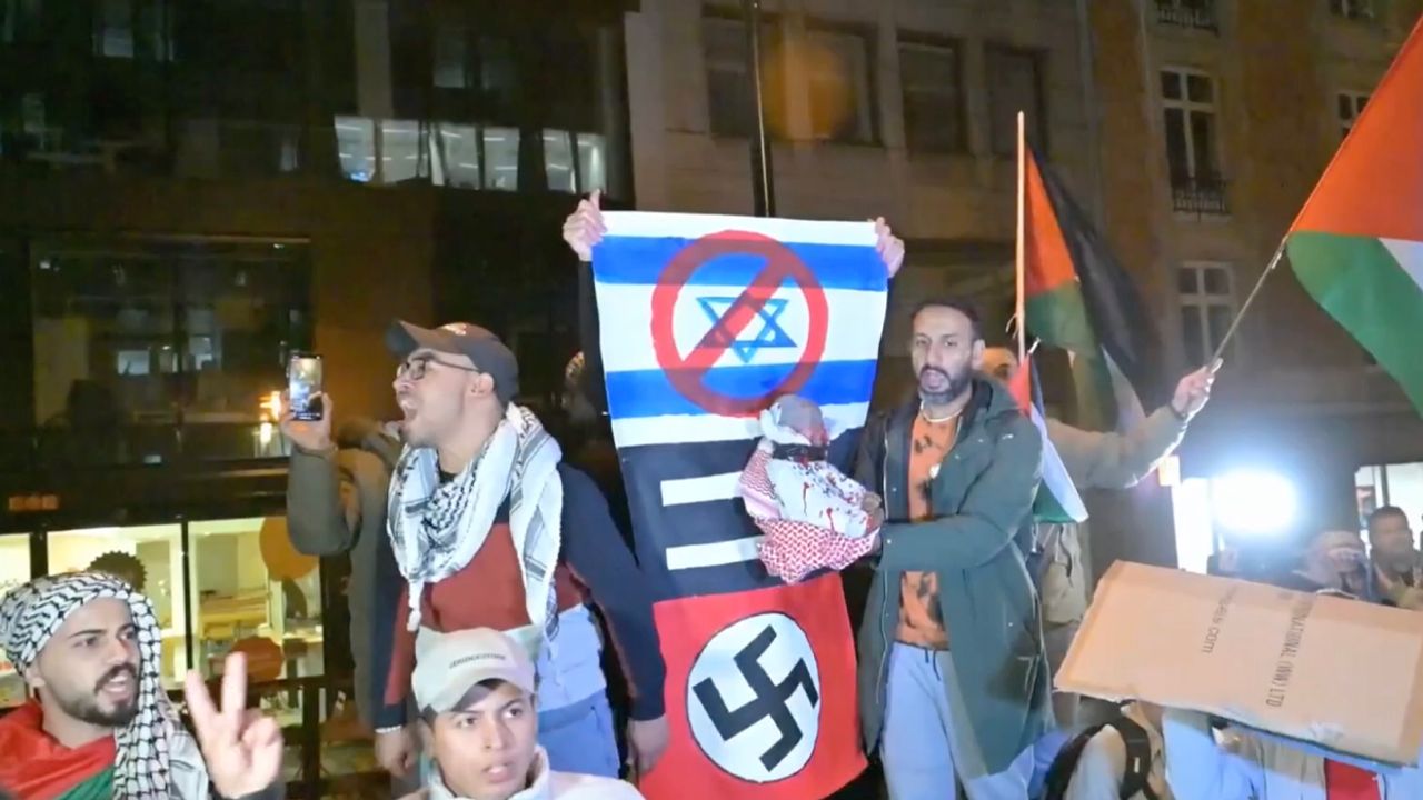 AB Liderler Zirvesi sırasında Filistinlilere destek gösterisi