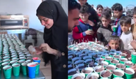 Gazzeli yardımsever, çocuklar için pudingten dondurma yaptı