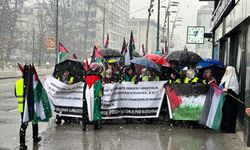 Bosna Hersek'in başkenti Saraybosna'da Filistin'e destek yürüyüşü düzenlendi