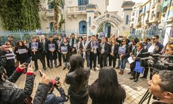 Tunus'ta Filistinli gazetecilere destek gösterisi