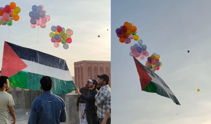 Hindistanlı gençlerden Filistin'e balonlu destek