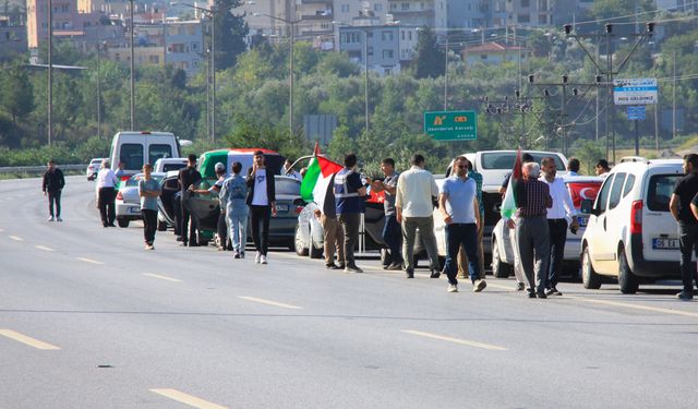 Hatay'da Filistin'e destek konvoyu düzenlendi