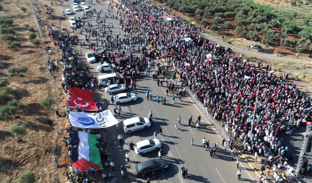 Hatay'daki Cilvegözü Sınır Kapısı önünde Filistin'e destek etkinliği yapıldı