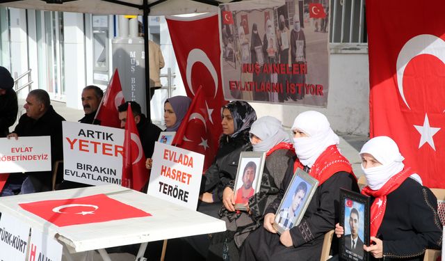 Muşlu aileler çocukları için HDP önündeki eylemini sürdürüyor