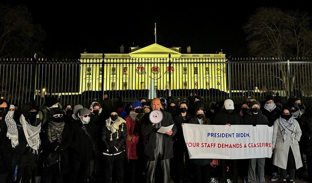 Biden yönetimi çalışanlarından Beyaz Saray önünde "Gazze" protestosu