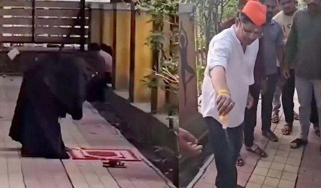 Hindu grup, namaz alanını inek idrarıyla yıkadı