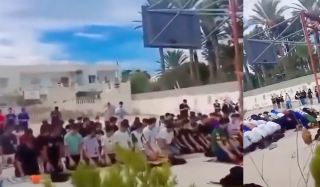 Tunus'ta namaz yasağına tepki: Okul bahçesinde toplu namaz