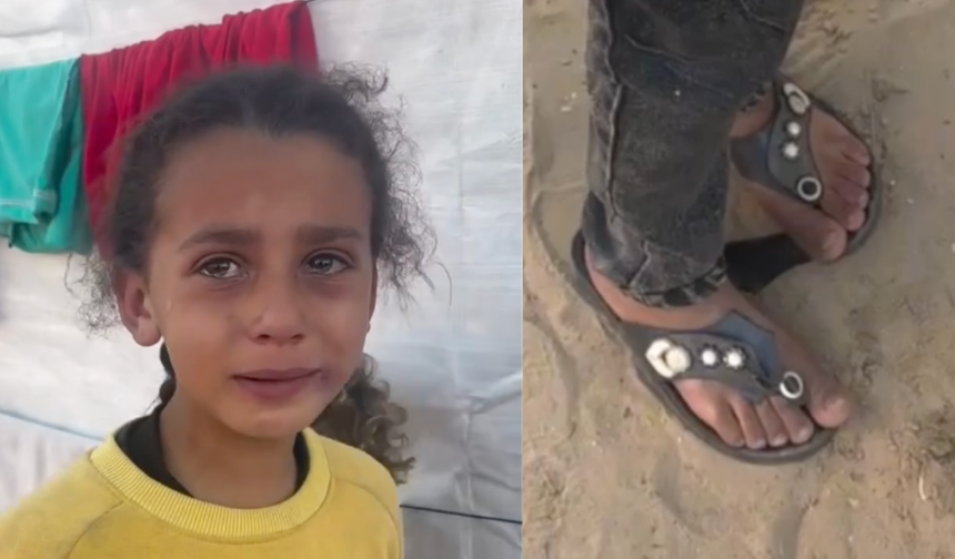Terliği yırtılan Gazzeli kız çocuğu gözyaşlarını tutamadı: "Tek terliğim vardı o da yırtıldı"