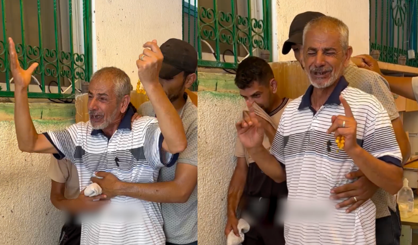 Filistinli baba, şehit evladının naaşı başında dua etti: "Bizler çok aciziz Allah'ım!"