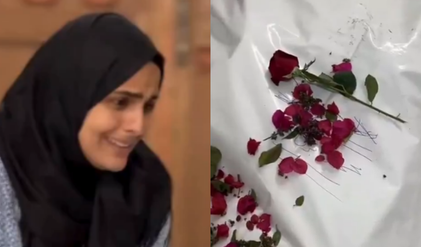 Filistinli kadından şehit Kız kardeşine güllerle veda