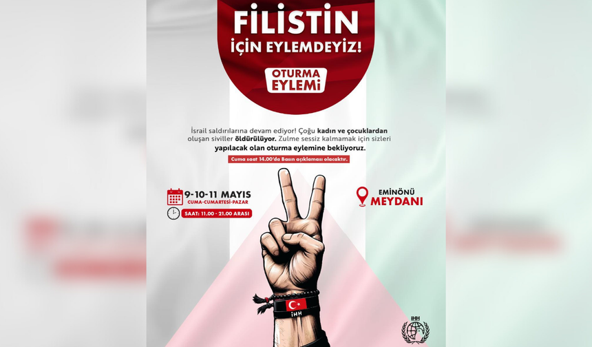 İHH İstanbul Kadın Birimi’nden Gazze için oturma eylemi