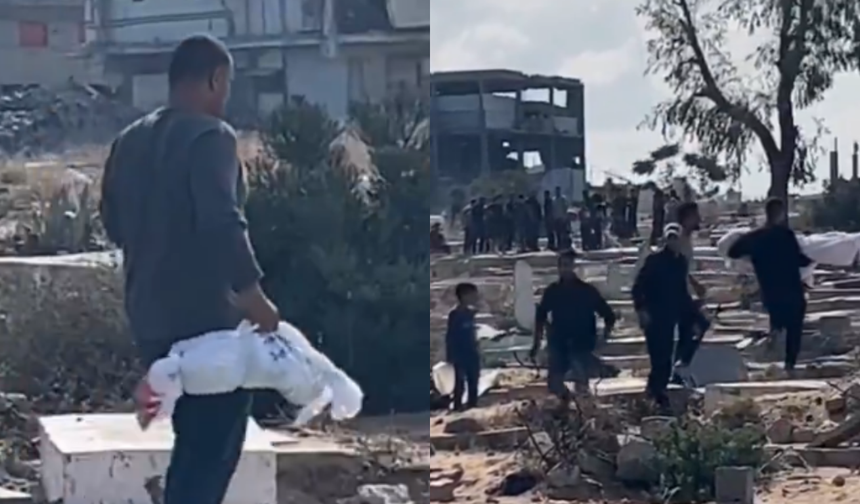 Gazze'de şehitler, yakınlarının elleriyle toprağa veriliyor