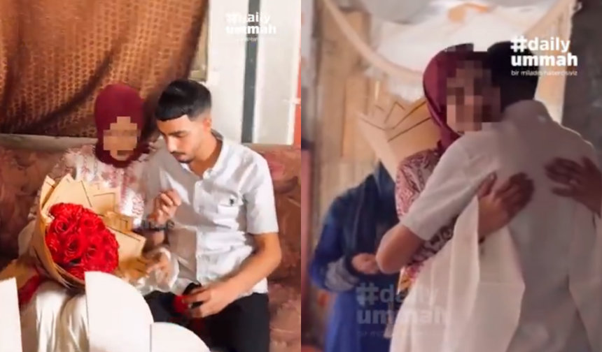 Gazzeli çift, saldırılara rağmen dünya evine girdi