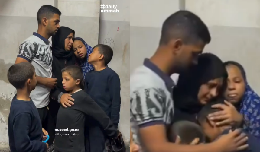 Babaları şehit olan Gazzeli çocuklar, annelerini teselli etti