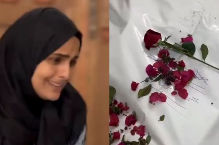 Filistinli kadından şehit Kız kardeşine güllerle veda